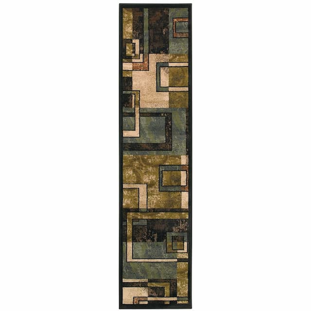 Emerson 2817A Beige/ Blue Indoor Area Rug - 1'10" x 7'6"