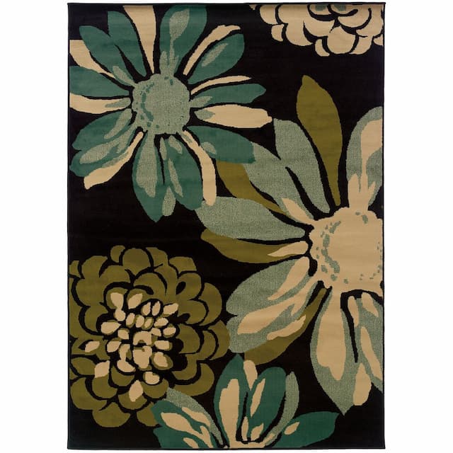 Emerson 2819A Teal/ Ivory Indoor Area Rug - 10' x 13'