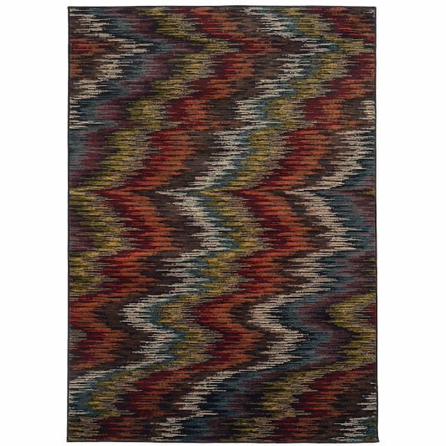 Emerson 4776A Multi/ Black Indoor Area Rug - 6'7" x 9'6"