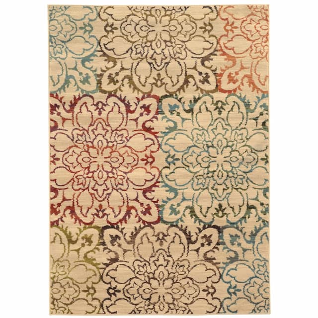 Emerson 4872A Ivory/ Multi Indoor Area Rug - 6'7" x 9'6"