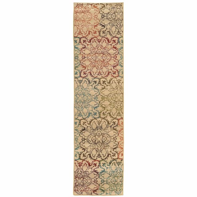 Emerson 4872A Ivory/ Multi Indoor Area Rug - 1'10" x 7'6"