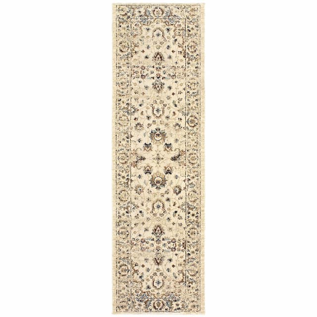 Empire 114W4 Ivory/ Gold Indoor Area Rug - 2'3" x 7'6"