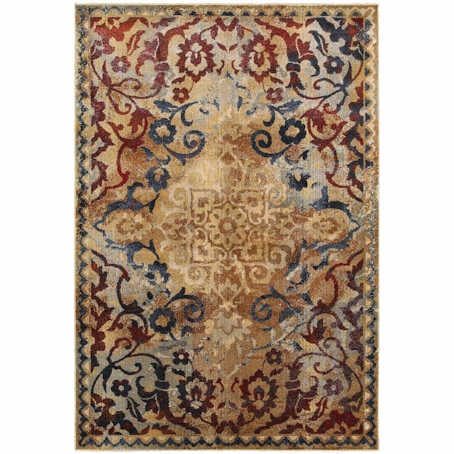 Empire 021J4 Gold/ Red Indoor Area Rug - 3'10" x 5'5"