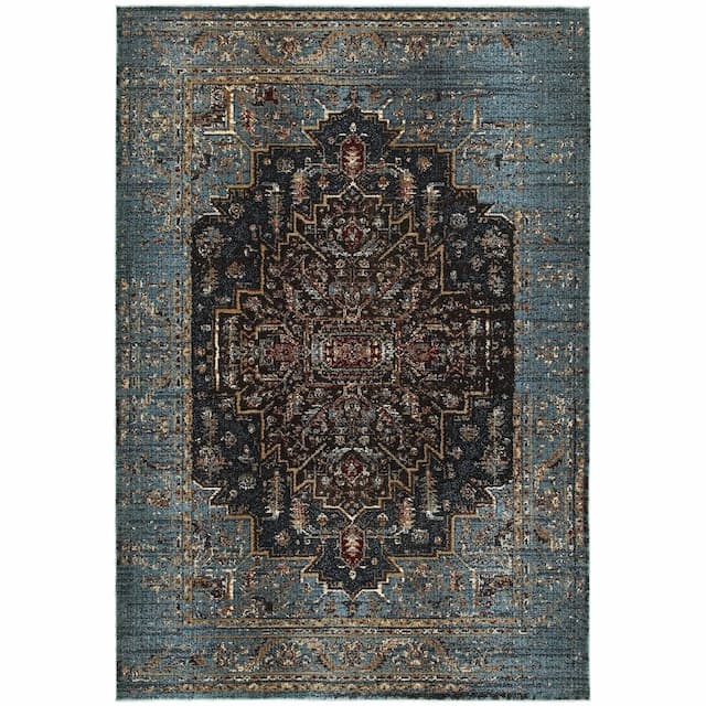 Empire 4440L Blue/ Navy Indoor Area Rug - 3'10" x 5'5"