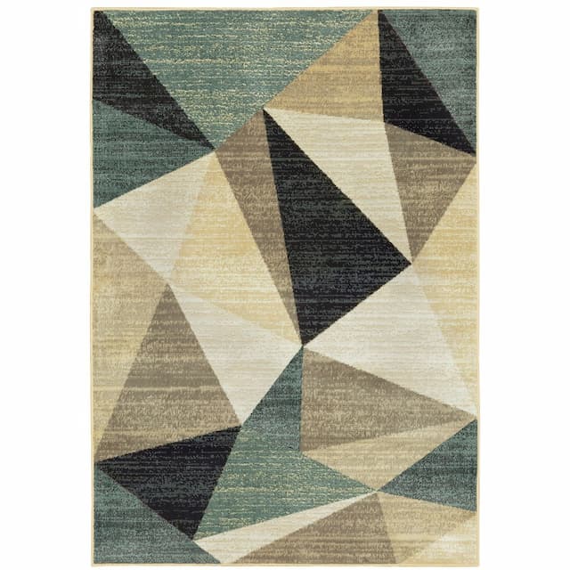 Evandale 9841B Grey/ Blue Indoor Area Rug - 6'7" x 9'2"