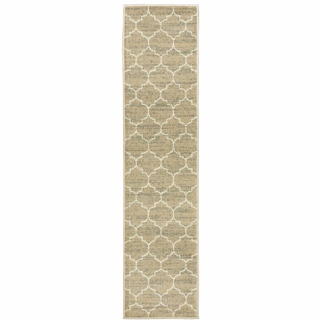 Evandale 9853A Tan/ Ivory Indoor Area Rug - 1'10" x 7'6"