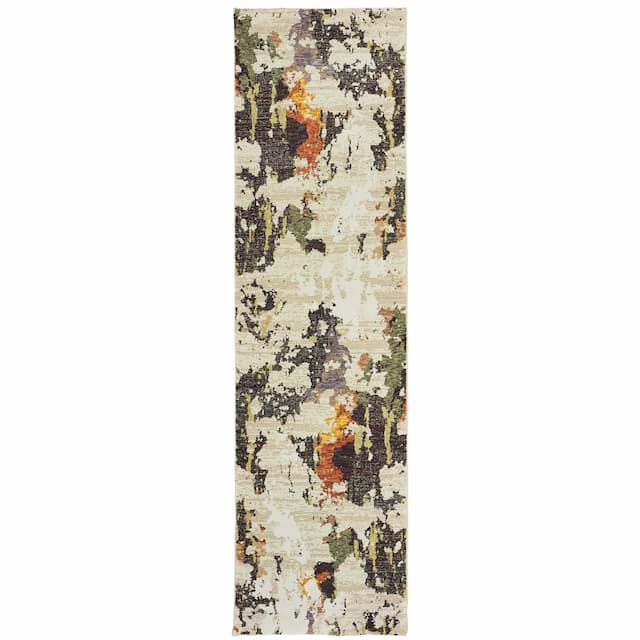 Evolution 7770J Beige/ Charcoal Indoor Area Rug - 2'3" x 8'