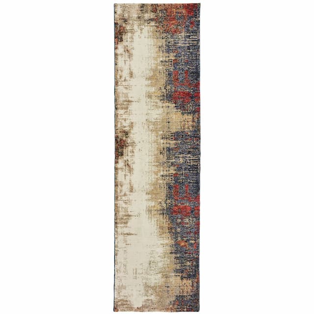 Evolution 8001A Ivory/ Multi Indoor Area Rug - 2'3" x 8'