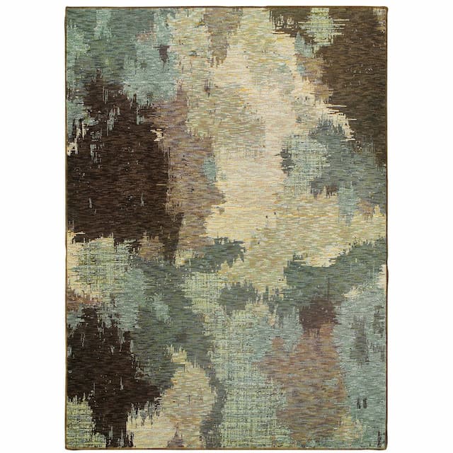 Evolution 8011B Blue/ Brown Indoor Area Rug - 10' x 13'2"