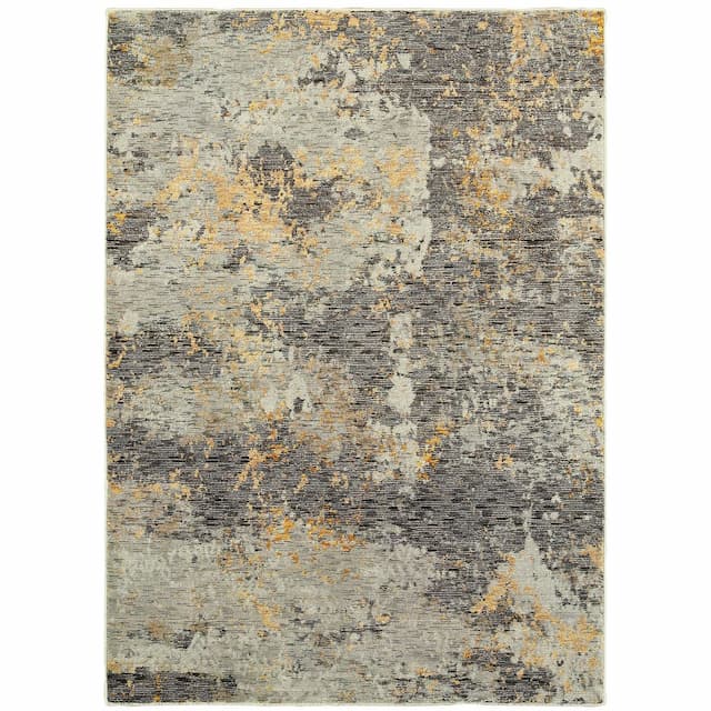 Evolution 8025B Grey/ Gold Indoor Area Rug - 10' x 13'2"