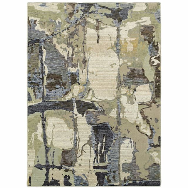 Evolution 8027A Blue/ Grey Indoor Area Rug - 10' x 13'2"