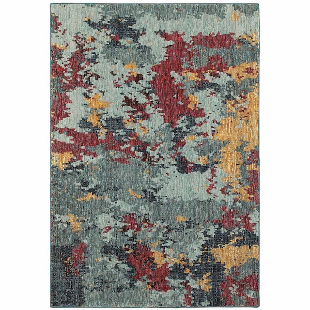 Evolution 8036C Blue/ Red Indoor Area Rug - 10' x 13'2"