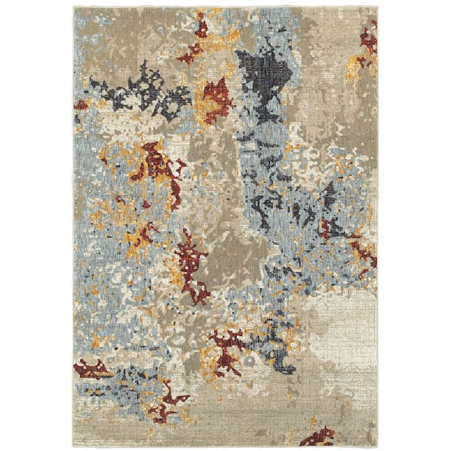 Evolution 8043K Beige/ Blue Indoor Area Rug - 10' x 13'2"