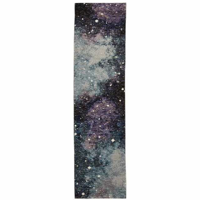 Evolution 0958A Midnight/ Purple Indoor Area Rug - 2'3" x 8'