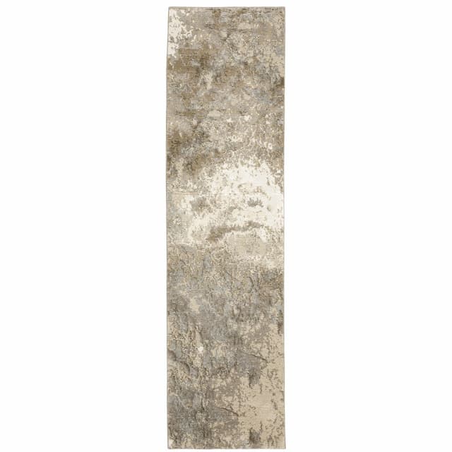 Evolution 0960A Beige/ Grey Indoor Area Rug - 2'3" x 8'