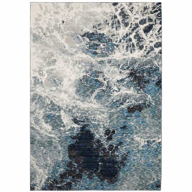 Evolution 0962A Blue/ Ivory Indoor Area Rug - 10' x 13'2"