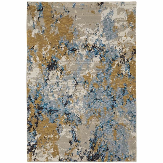 Evolution 0980A Blue/ Gold Indoor Area Rug - 10' x 13'2"