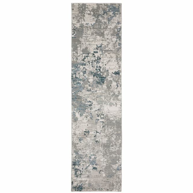 Evolution 0984D Grey/ Blue Indoor Area Rug - 2'3" x 8'