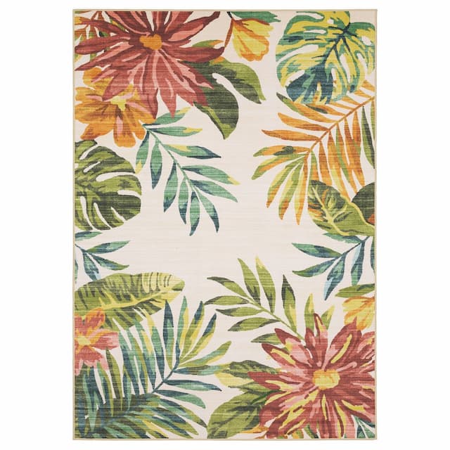 Fiji FIJ07 Beige/ Multi Machine Washable Indoor/Outdoor Area Rug