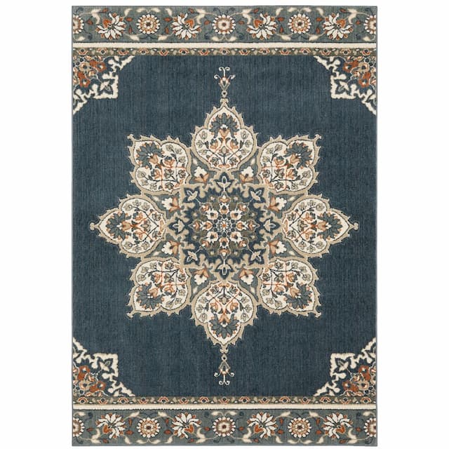 Fiona 5570X Blue/ Beige Indoor Area Rug - 9'10" x 12'10"