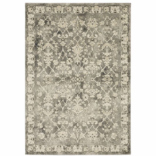 Florence 1002E Grey/ Beige Indoor Area Rug - 5'3" x 7'6"