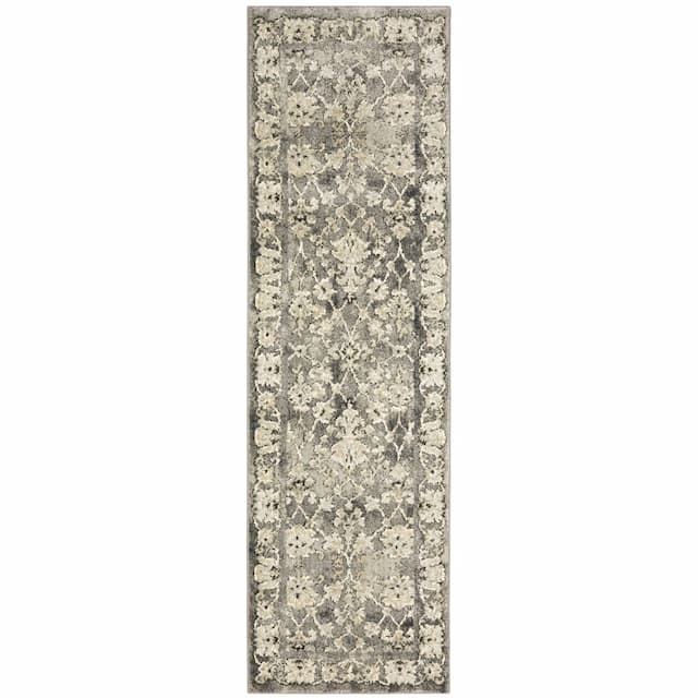 Florence 1002E Grey/ Beige Indoor Area Rug - 2'3" x 7'6"