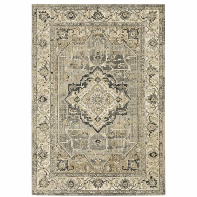 Florence 1805X Beige/ Grey Indoor Area Rug - 5'3" x 7'6"