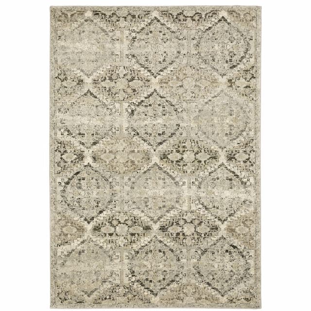 Florence 270H6 Ivory/ Grey Indoor Area Rug - 5'3" x 7'6"