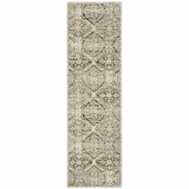 Florence 270H6 Ivory/ Grey Indoor Area Rug - 2'3" x 7'6"