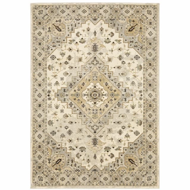 Florence 4332X Beige/ Grey Indoor Area Rug - 5'3" x 7'6"