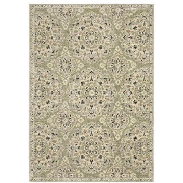 Florence 4334E Sage/ Ivory Indoor Area Rug - 5'3" x 7'6"