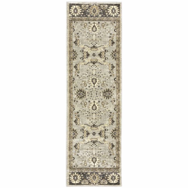 Florence 4928C Stone/ Brown Indoor Area Rug - 2'3" x 7'6"