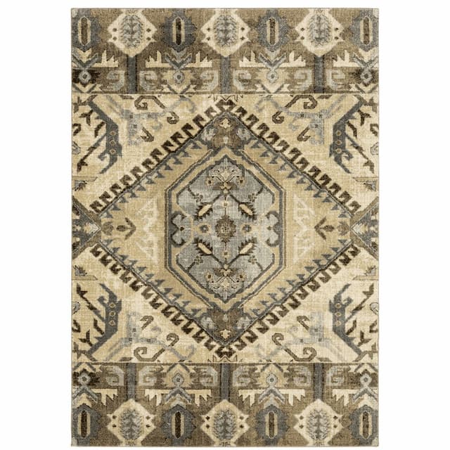 Florence 5090D Tan/ Gold Indoor Area Rug - 5'3" x 7'6"