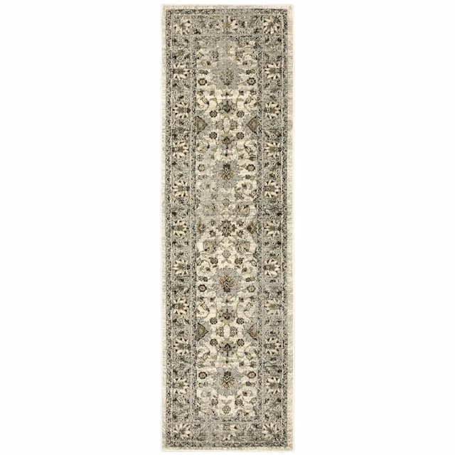 Florence 5508I Beige/ Grey Indoor Area Rug - 2'3" x 7'6"