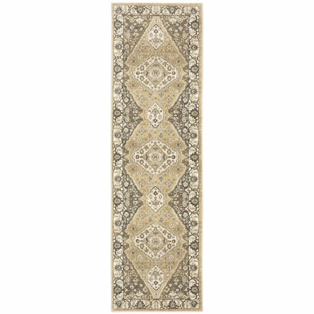 Florence 661I6 Beige/ Grey Indoor Area Rug - 2'3" x 7'6"