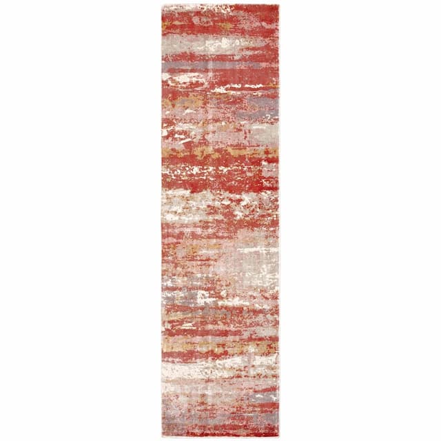 Formations 70004 Pink/ Red Indoor Area Rug - 2'6" x 10'