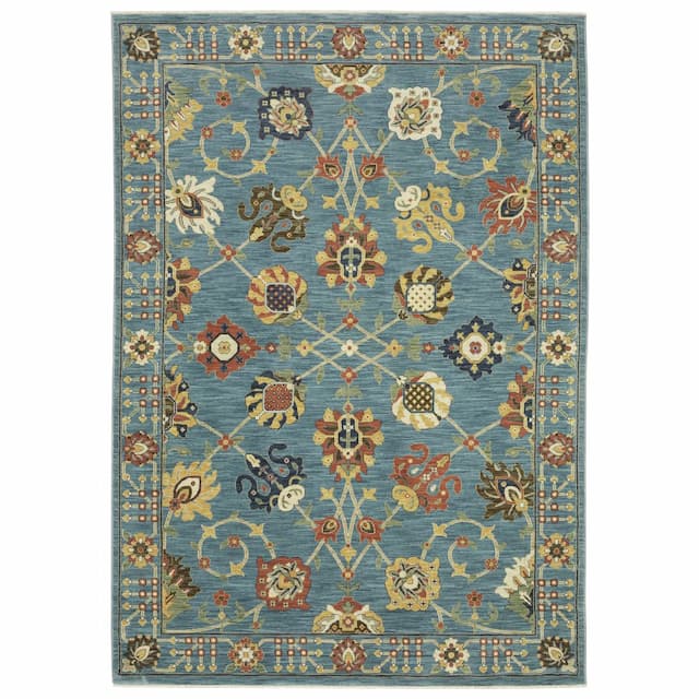 Francesca FR01E Blue/ Multi Indoor Area Rug - 3'3" x 5'