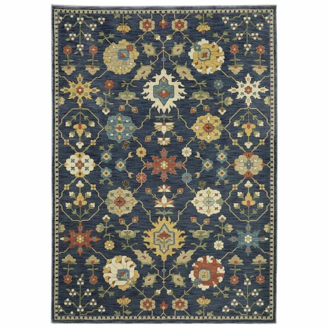 Francesca FR02L Blue/Gold Indoor Area Rug - 2' x 3'