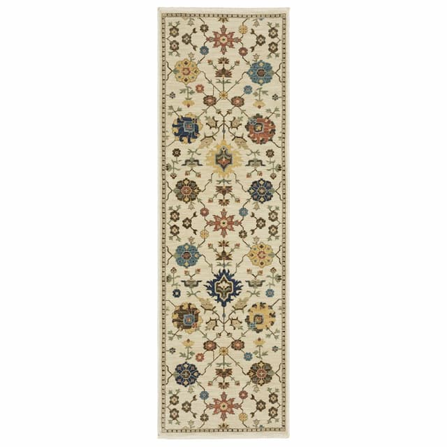 Francesca FR02M Ivory/Gold Indoor Area Rug - 2'3" x 7'6"