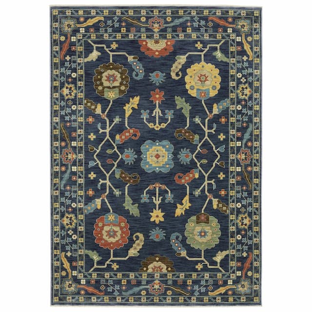 Francesca FR03F Blue/Gold Indoor Area Rug - 2' x 3'