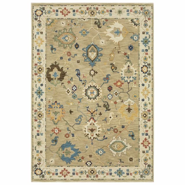 Francesca FR04E Beige/ Multi Indoor Area Rug - 3'3" x 5'