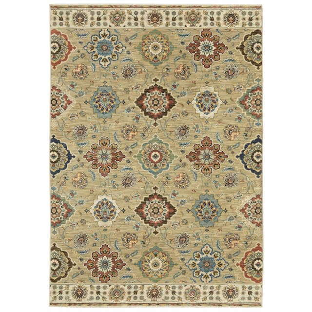 Francesca FR05D Tan/Multi Indoor Area Rug - 2' x 3'