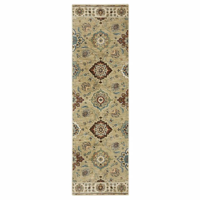 Francesca FR05D Tan/Multi Indoor Area Rug - 2'3" x 7'6"