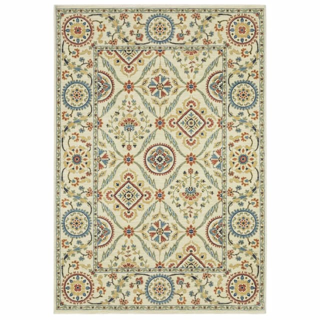 Francesca FR07A Ivory/ Multi Indoor Area Rug - 2' x 3'