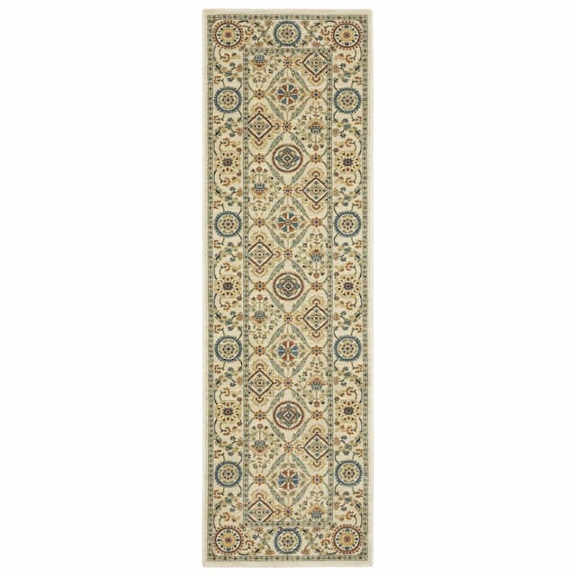 Francesca FR07A Ivory/ Multi Indoor Area Rug - 2'3" x 7'6"