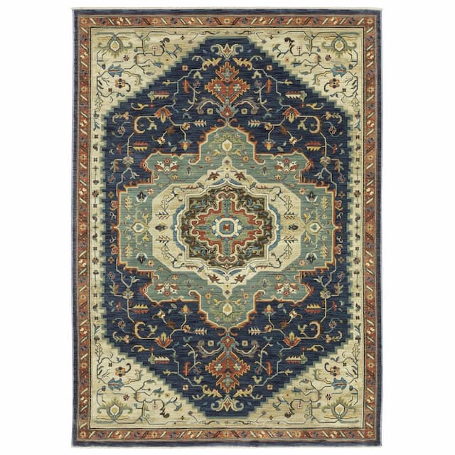 Francesca FR09F Blue/ Multi Indoor Area Rug - 2' x 3'