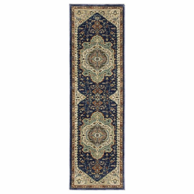 Francesca FR09F Blue/ Multi Indoor Area Rug - 2'3" x 7'6"