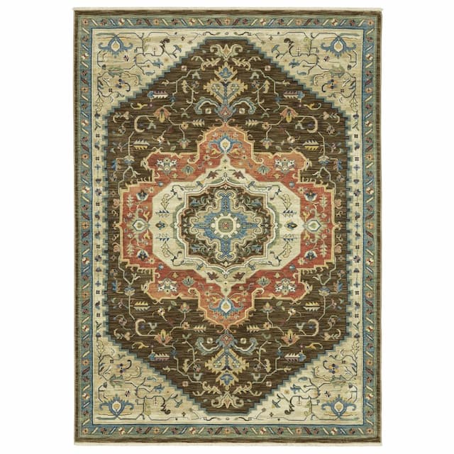 Francesca FR09M Brown/Orange Indoor Area Rug - 2' x 3'