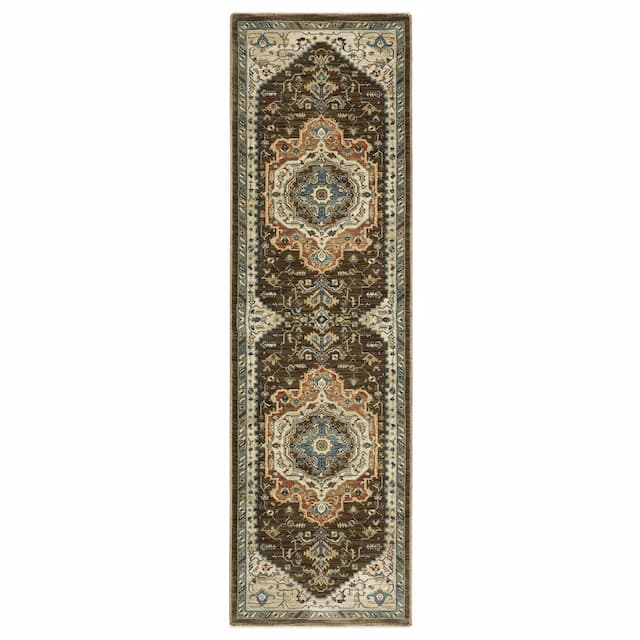 Francesca FR09M Brown/Orange Indoor Area Rug - 2'3" x 7'6"