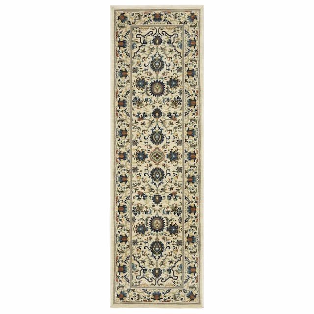 Francesca FR10A Ivory/ Multi Indoor Area Rug - 2'3" x 7'6"